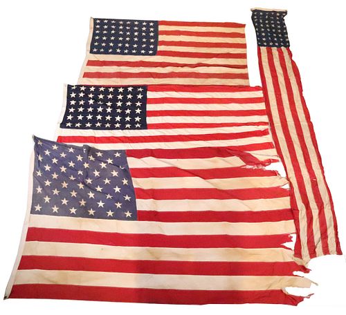 Four Vintage American Flags