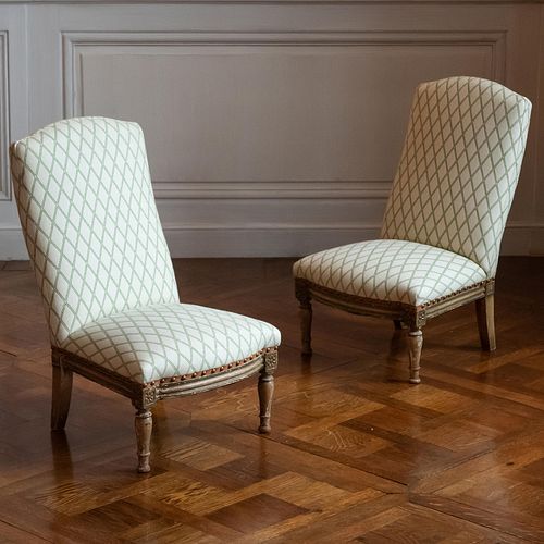 Pair of Directoire Style Painted Slipper Chairs