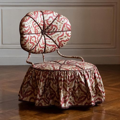 Unusual Victorian Style Glazed and Rope-Twist Upholstered Chair