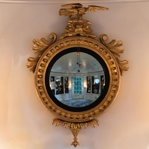 Regency Giltwood and Ebonized Mirror