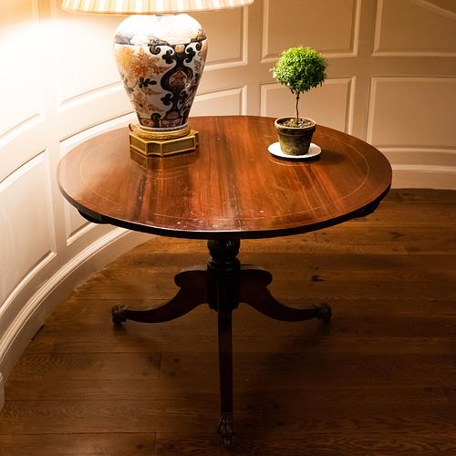 William IV Faux Painted and Inlaid Mahogany Center Table