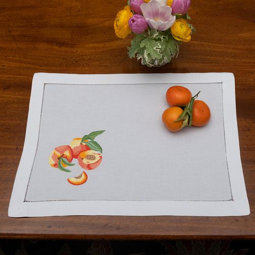 Set of Six Placemats Embroidered with Fruit
