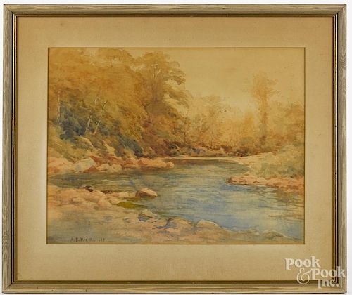 Adelbert Pratt (American 1852-1940), watercolor landscape, signed lower left, 15'' x 20''.