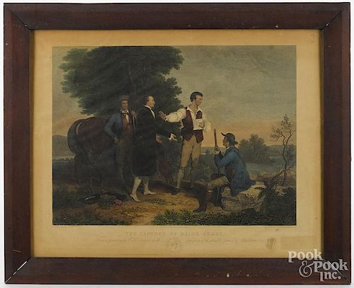 Color lithograph, titled The Capture of Major Andre, after the work by Durand, 13'' x 18''.