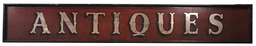 Large Painted Wood "Antiques" Trade Sign