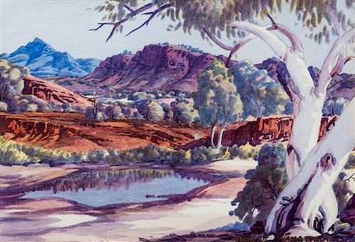 * Albert Namatjira, (Australian, 1902-1959), Landscape Scene