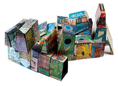 Friedensreich Hundertwasser, (Austrian, 1928-2000), Les hauteurs de machu picchu (Nest of boxes), 1967