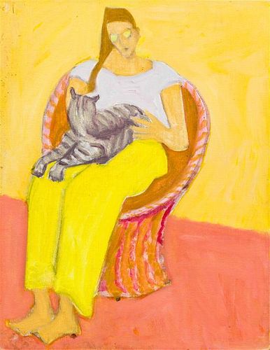Sally Michel Avery, (American, 1902–2003), Seated Lady with Cat, 1989