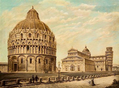 Josef Langl, (Austrian, 1843-1920), View of Pisa and View of Piazza San Marco, Venezia (a pair of works)