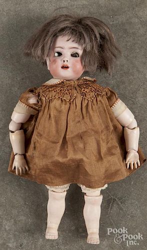 Franz Schmidt Germany bisque head doll, 19th c., #1295, with a jointed composition body, sleep eyes