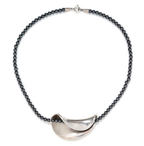 A Sterling Silver and Hematite Necklace, Georg Jensen, 27.30 dwts.