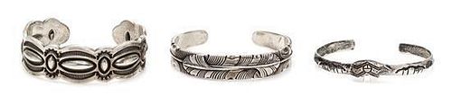 * A Collection of Sterling Silver Bracelets, Navajo and Kewa, 56.20 dwts.