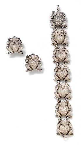 A Sterling Silver Frog Motif Demi Parure, Tiffany & Co., 76.00 dwts.