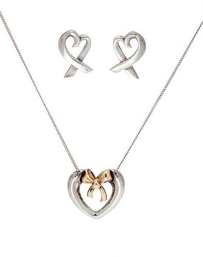 A Collection of Sterling Silver Heart Motif Jewelry, Tiffany & Co., 4.30 dwts.