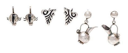 A Collection of Silver Earrings, Spratling and Los Castillo, Taxco, 16.90 dwts.
