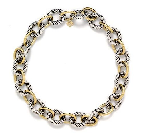 A Sterling Silver and Oval Link Necklace, David Yurman 74.40 dwts.