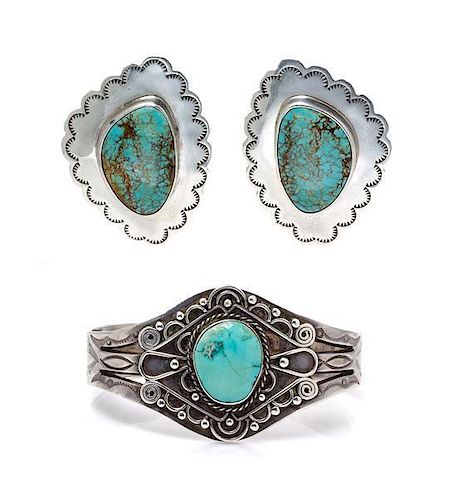 * A Collection of Silver and Turquoise Jewelry, 34.70 dwts.