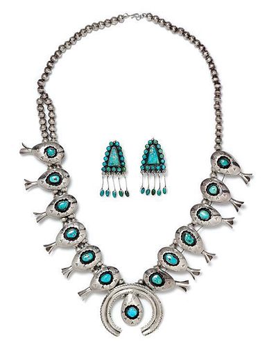 A Collection of Silver and Turquoise Jewelry, Native American, 147.90 dwts.