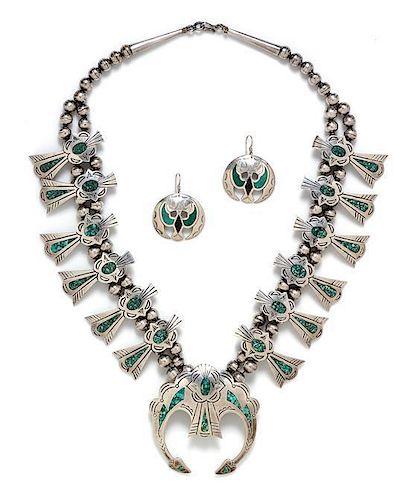 * A Collection of Sterling Silver and Turquoise Bird Motif Jewelry, 113.30 dwts.