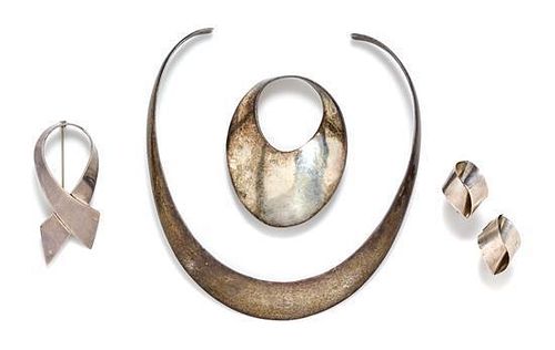 A Collection of Modernist Silver Jewelry, 72.40 dwts.