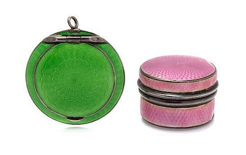 * A Collection of Silver and Guilloche Enamel Boxes, 32.40 dwts.