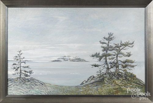 Leonid Berman (American/Russian 1896-1976), oil on canvas, titled Bear Island, initialed