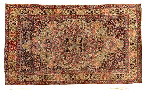 Antique Kerman Handwoven Wool Rug, Farsi  1900, W 4.4' L 6.7'