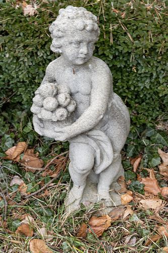 French Cement Garden Statue H 23'' W 9''