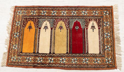 Afghani Handwoven Wool Prayer Rug, 20th C., W 3' 1'' L 4' 11''