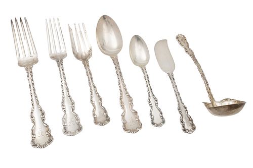Whiting Manufacturing Company 'Louis XV' Sterling Silver Flatware,  1891, 43.95t oz 38 pcs