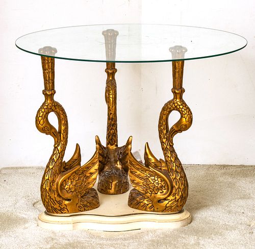 Glass Top Swan Base Table