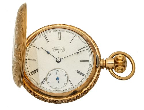 Elgin 14K Hunter's Case Pocket Watch C. 1894, Dia. 1.5'' 51g