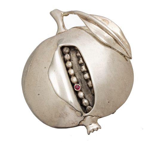 Sterling Silver Brooch, Pomegranate L 1.7'' 23g