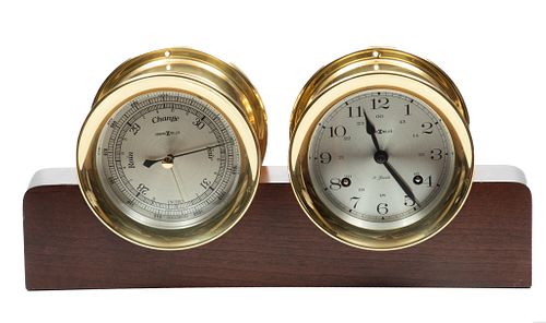 Howard Miller Brass Clock & Barometer, H 6.5'' W 13.5'' Depth 3''