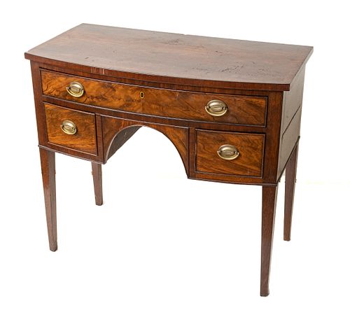 Federal Mahogany Bow Front Dressing Table, C. 1820, H 32", W 36"