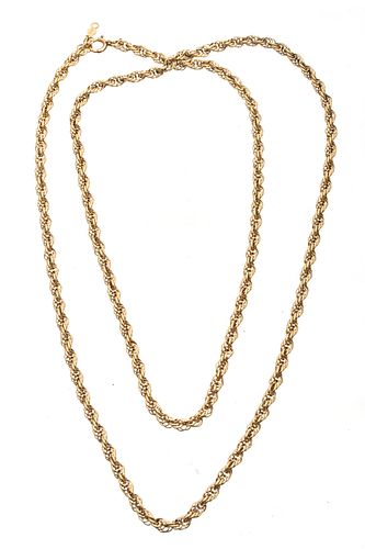 14K Yellow Gold Necklace, 20 Grams L 29.5''