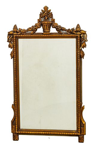 Carved Wood & Gesso Mirror, C. 1940, H 40'' W 23''