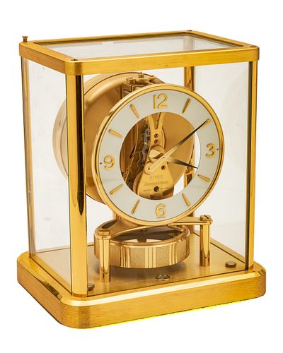 Jaeger-Lecoultre (Swiss) Gilt Brass Perpetual 'Atmos' Clock, H 9'' W 8'' Depth 6''