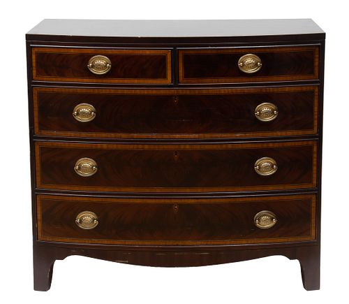 Kittinger Richmond Hill Coll. Mahogany Bow Front Chest C. 1980, H 34'' W 38'' Depth 21''