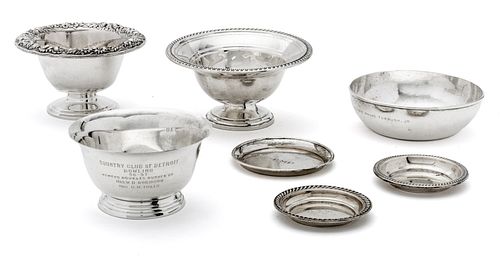 Sterling Silver Compotes, Bowls & Nut Dishes, H 3'' Dia. 5'' 19.61t oz 7 pcs