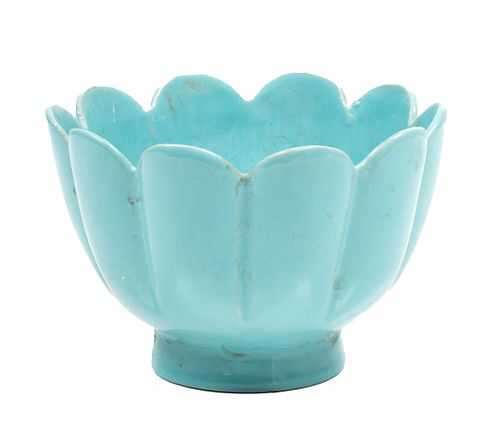 Chinese Turquoise Undecorated Open Bowl H 4'' Dia. 6''