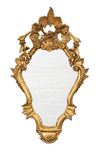Italian Florentine Style Carved & Gilded Wood Mirror, H 27'' W 16''