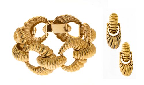 14K Yellow Gold Bracelet, Earrings, 105 Grams