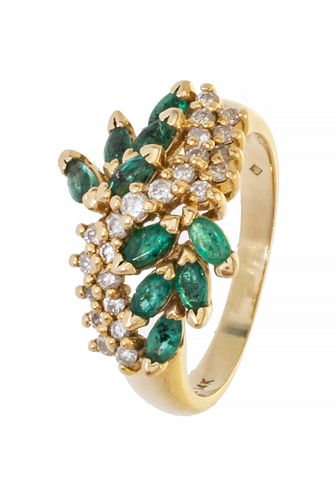 Diamond And Emerald, 14K Ring, Size 6 1/2