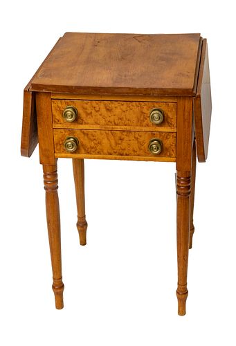 American Cherry & Maple 2-Drawer Stand, C. 1850, H 29", W 18"