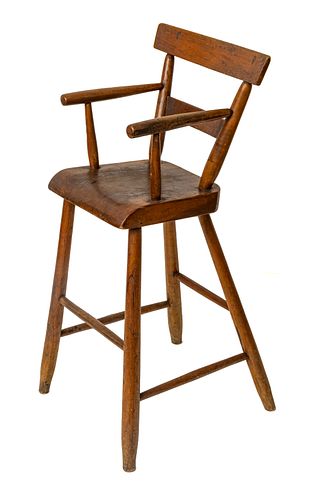 American Country Pine High Chair, C. 1880, H 34", W 16", D 17"