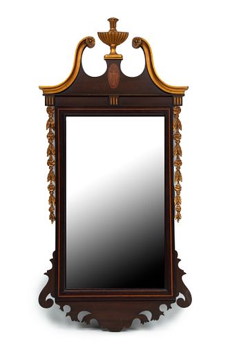 Federal Style Carved Mahogany Wall Mirror, H 43'' W 20.5''