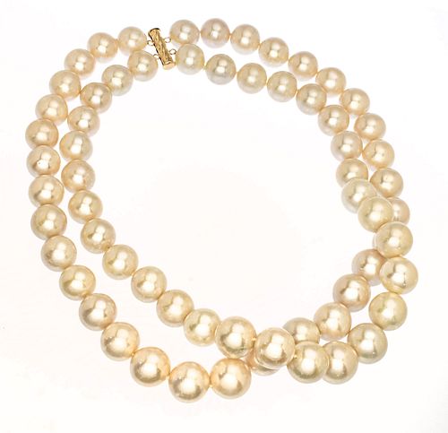 South Sea Pearl (12-15mm) 18kt Gold Double Strand Necklace, L 18'' 236g