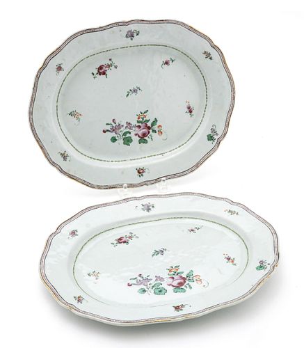 Chinese Export Platters, 18Th C., Pair, W 9 L 11.7