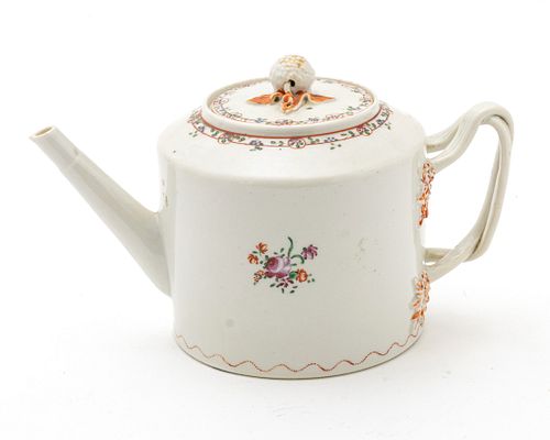 Chinese Export Tea Pot, 18Th C. H 6 L 9.5